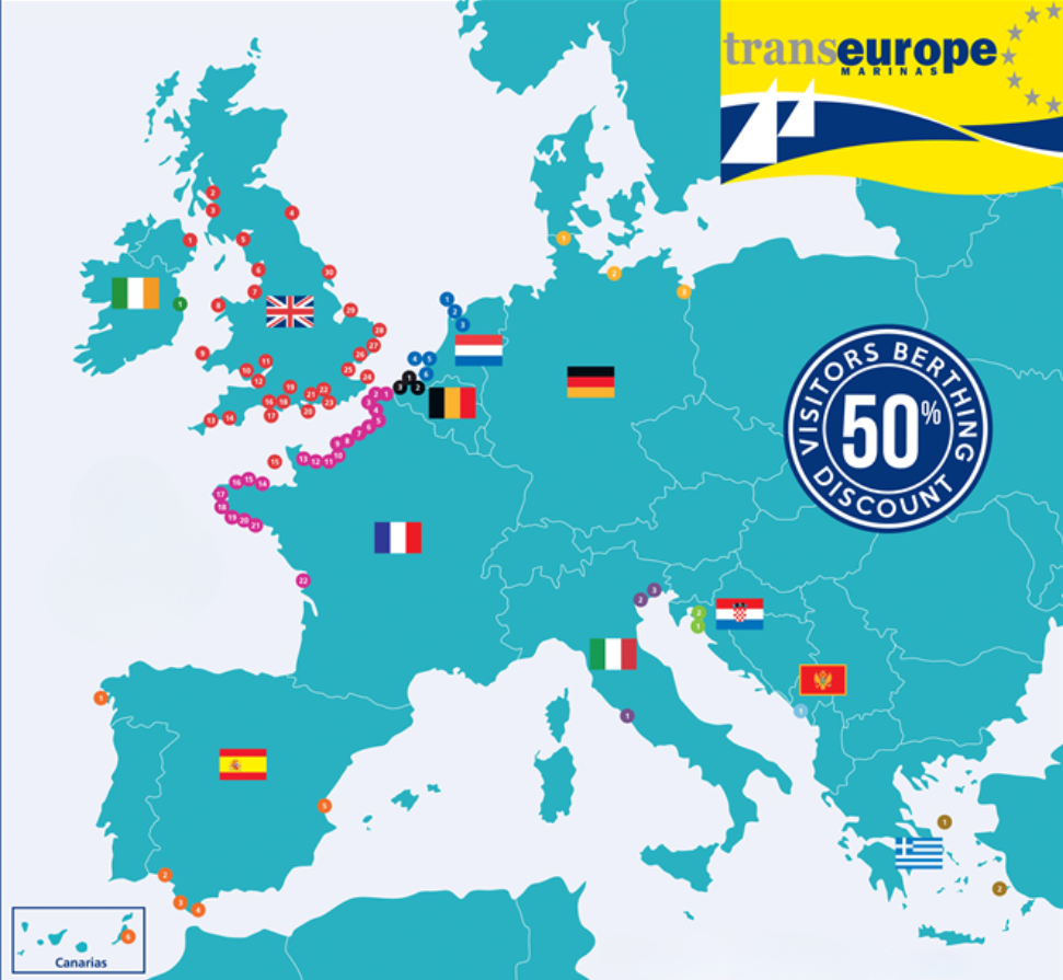 TransEurope Marinas map
